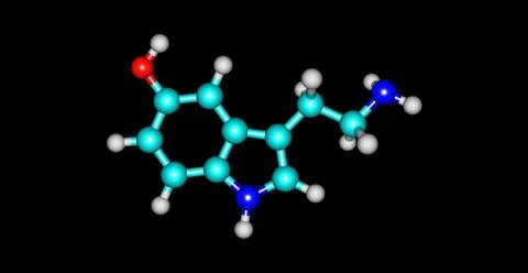 Serotonin molecular structure isolated on black Stock Illustration