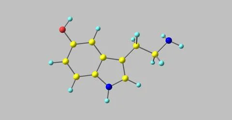 Serotonin molecular structure isolated on grey Stock Illustration