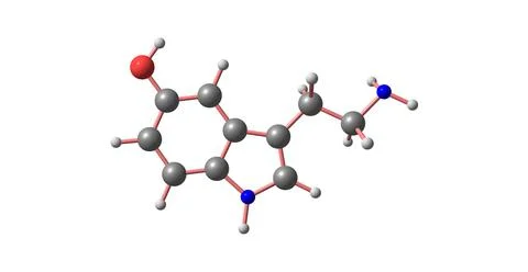 Serotonin molecular structure isolated on white Stock Illustration