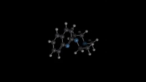 Serotonin molecule 3D building and rotating on black, 4K scientific loop Vídeos de archivo 344702058