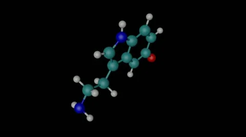 Serotonin molecule with alpha channel Stock Footage 14288731