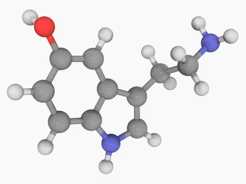 Serotonin molecule Stock Illustration