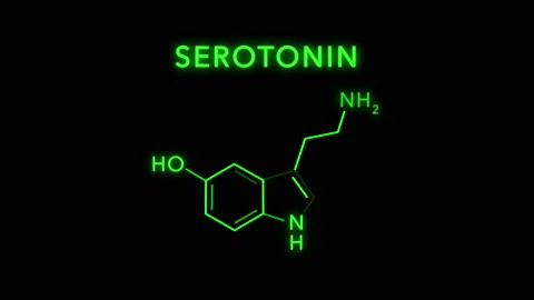 Serotonin or Hydroxytryptamine Molecule Structure Symbol Neon Animation Stock Footage 152257010