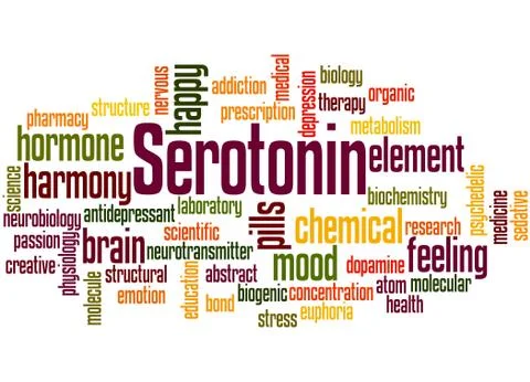 Serotonin, word cloud concept Stock Illustration