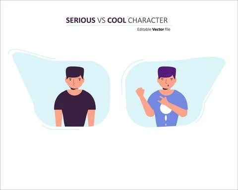Serous Vs Cool Cartoon Characters Design Stock Illustration