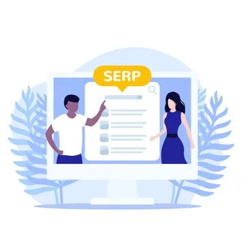 SERP and seo optimization, vector illustration Illustrazione stock