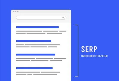 SERP stands for Search Engine Result Pages and displays list of relevant Stock Illustration