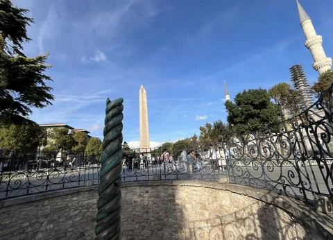 Serpent Column behind Obelisk Stock Photos