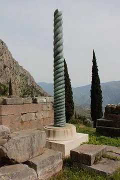 Serpent Column in Delphi, Greece Fotos de archivo