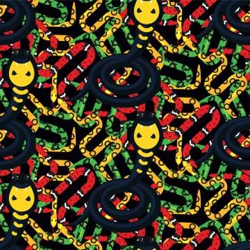 Serpent tangle and cobra black seamless pattern vector 스톡 일러스트