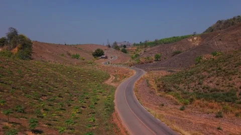 Serpentine Path: A Drive Through Dry Mountain Terrain Stock Footage 301700433