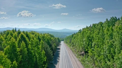 Serpentine road between trees and mountains. 스톡 동영상 111278248