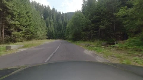 Serpentine road in Romanian central area 4K video Stock Footage 252174462