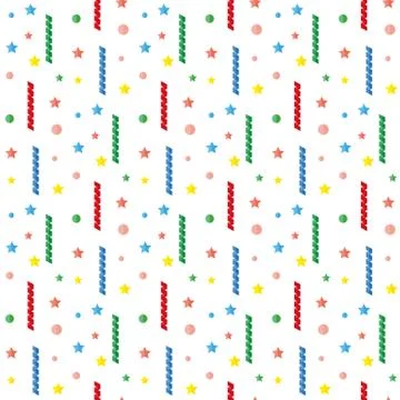 Serpentine, tinsel, sequins, confetti. Pattern. Stock Illustration