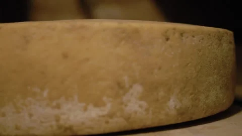 Serra da Canastra Cheese that is being cured in a cellar Stock Footage 258684094