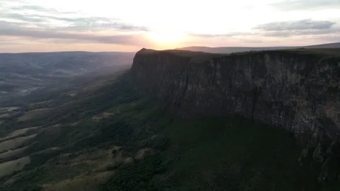 Serra da Canastra plateau in the sunset, aerial/drone push-in Stock Footage 315140389