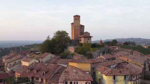 Serralunga d'Alba Castle Aerial View in Langhe, Piedmont 스톡 동영상 164399702