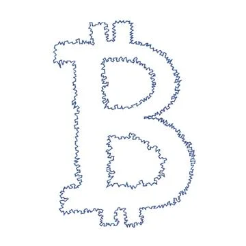 Serrated Bitcoin symbol drawing Stock Illustration