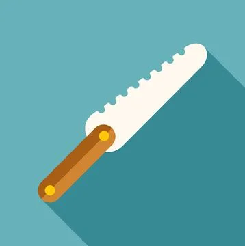Serrated bread knife kitchen utensil flat design Stock Illustration