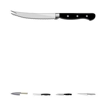 Serrated carving knife with different kitchen utensils Illustration