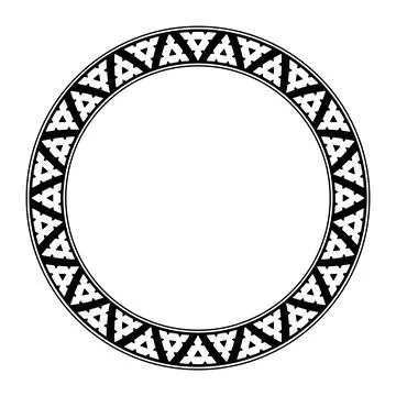Serrated triangle pattern, circle frame, based on Melanesian patterns Stock Illustration