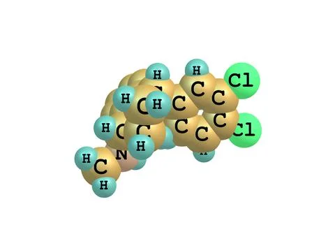 Sertraline molecule isolated on white Stock Illustration