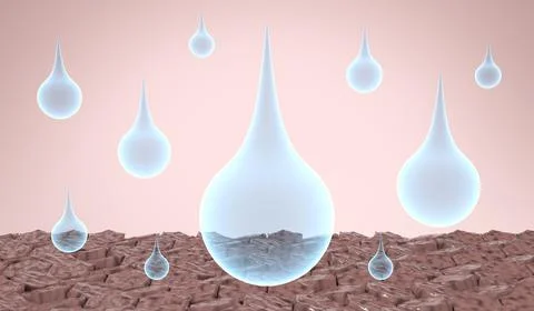 Serum Drops Moisturizing Dry Cracked Skin - 3d illustration Stock Illustration