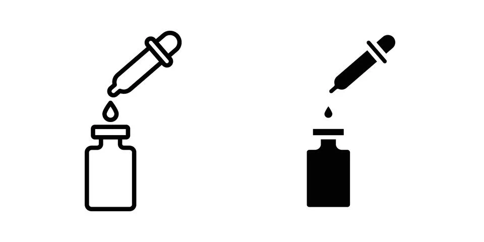 Serum icon linear versions pack on white background Stock Illustration