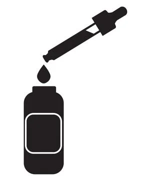 Serum icon on white background. Dropper bottle with serum or oil. Serum Stock Illustration
