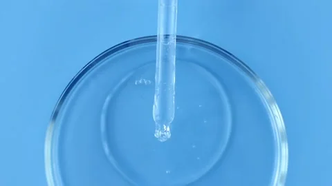 Serum pipette with a falling drop into a petri dish Stock Footage 196690120