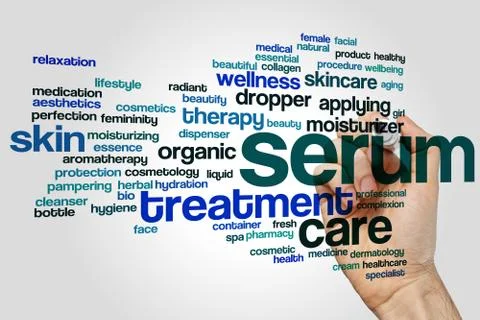 Serum word cloud Stock Photos