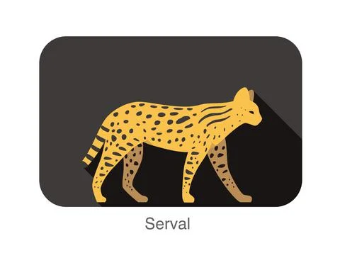 Serval cat walking side flat 3D icon design Illustrazione stock