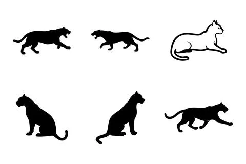 Serval silhouette set Stock-Illustration