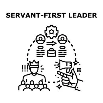 Servant first leader concept developing team members Stock Illustration