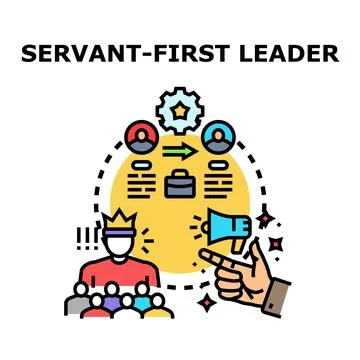 Servant first leader concept developing team members Stock Illustration