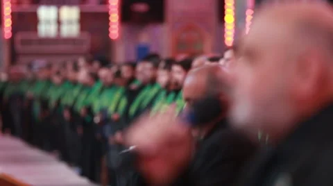 Servants of Imam Hussein's shrine do serving ceremony, Karbala, Iraq 796 Stock Footage 45162599