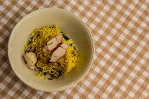 Serve with noodles on the table Stock Photos
