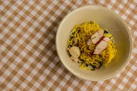 Serve with noodles on the table Stock Photos
