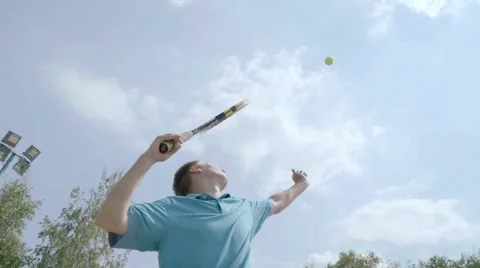 Serve with professional tennis player. Slow motion. Stock Footage 58283053