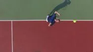 Serve With Professional Tennis Player. Top View From The Quadrocopter. 4K Stock Footage