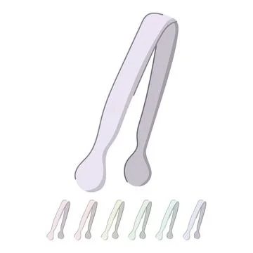 Serve sugar cube tongs vector cartoon graphic Stock Illustration