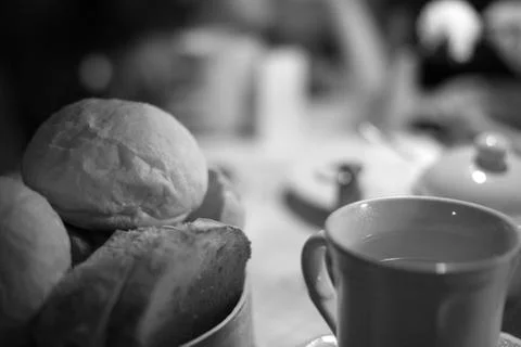 Served for breakfast table in the cafe Stock Photos