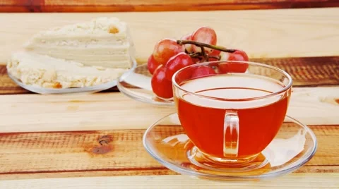 Served cake with tea Vídeos de archivo 48670320