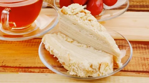 Served cake with tea Vídeos de archivo 54277082