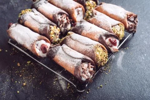 Served cannoli Stock Photos