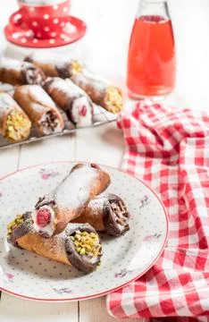 Served cannoli Stock Photos