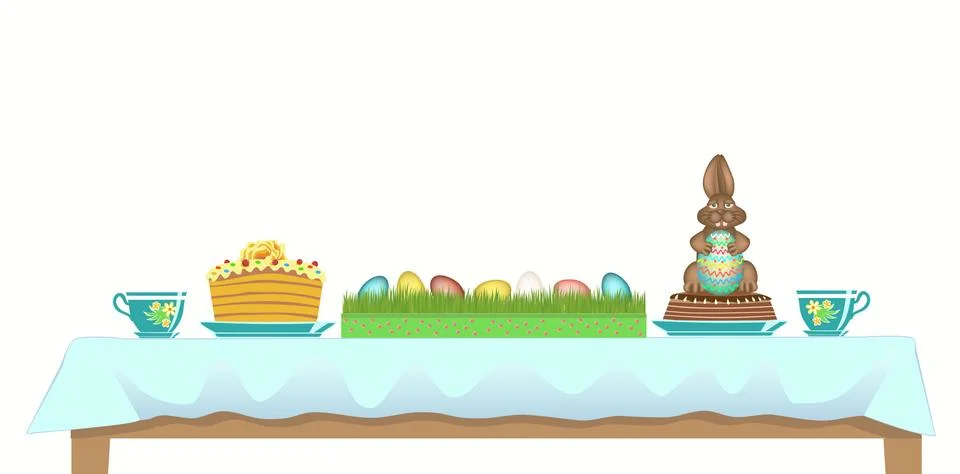 Served Easter table. Stock Illustration