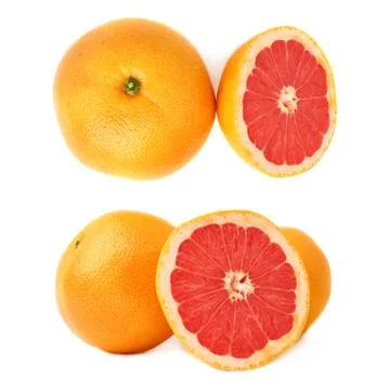 Served grapefruit composition isolated over the white background Stock Photos