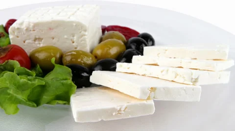 Served greek dinner on dish 库存影片 32711895