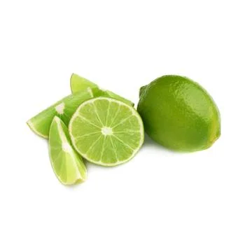 Served lime fruit composition isolated over the white background Stock Photos